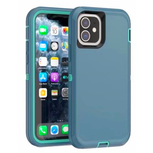 Image 1 de 3.. Siège d’3 auto robuste antichoc pour iPhone 12 Mini, menthe, triple couche de protection contre les chutes, et résistant aux chocs