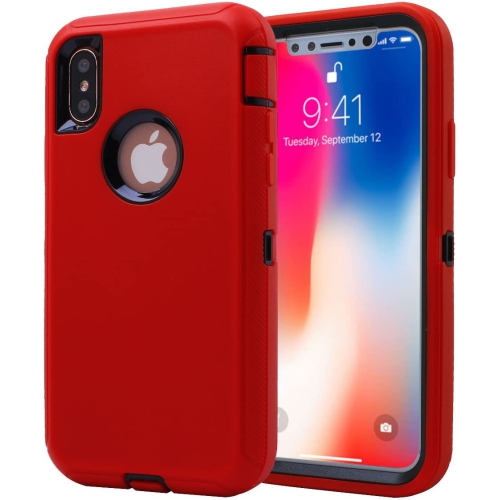 【CSmart】 Anti-Drop Triple 3 Layers Shockproof Heavy Duty Defender Hard Case for iPhone XR, Red