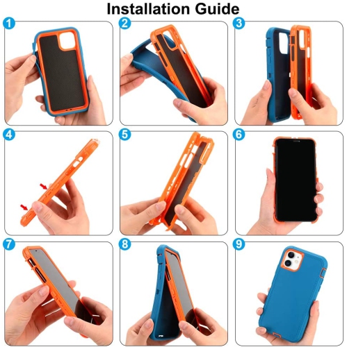 【CSmart】 Anti-Drop Triple 3 Layers Shockproof Heavy Duty Defender Hard Case for iPhone 11, Navy