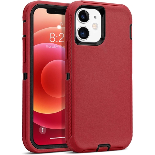 CSMART  【】 Anti-Drop Triple 3 Layers Shockproof Heavy Duty Defender Hard Case for Iphone 11 (6.1") In Red
