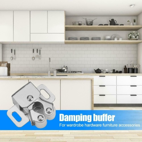 ISTAR 6PCs Double Roller Catch Antique Copper Catch Door Latch with Screws Hardware Roller Catch - Silver