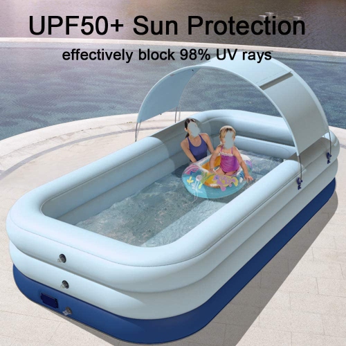 WINGOMART XL Auto Inflation Swimming Pool,Sun Resistant Inflatable swimming Pool Float Raft Removable Canopy for Outdoor Backyard Water Party-