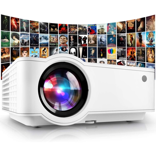 PONER SAUND 1080P 5500 LUX HD Home and Office Mini LED Projector - White