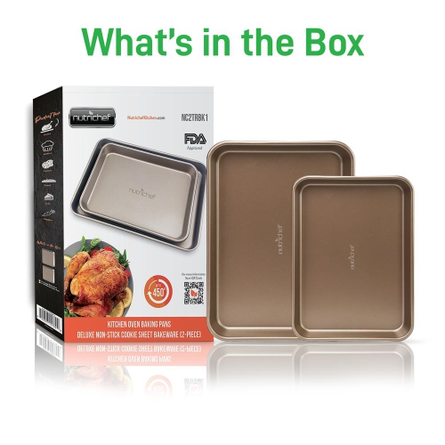 Plats de cuisson antiadhésifs Nutrichef Professional Quality Kitchen avec bordures à bordure – Champagne doré