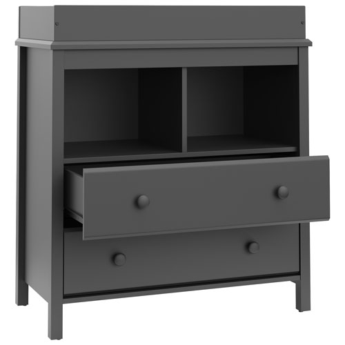 Commode à table à langer à 2 tiroirs et 2 tablettes Alpine de Storkcraft - Gris