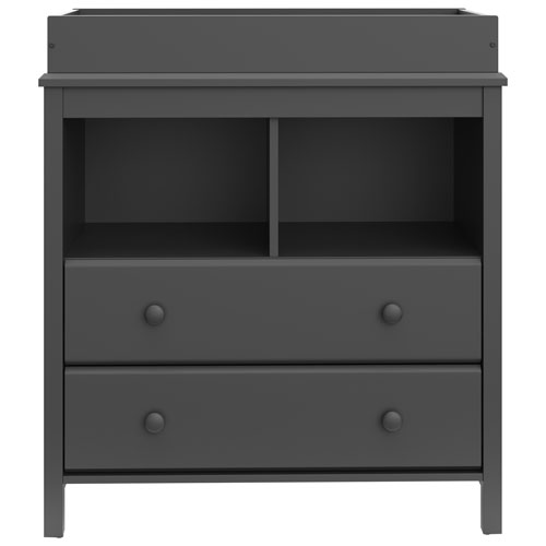 Commode à table à langer à 2 tiroirs et 2 tablettes Alpine de Storkcraft - Gris