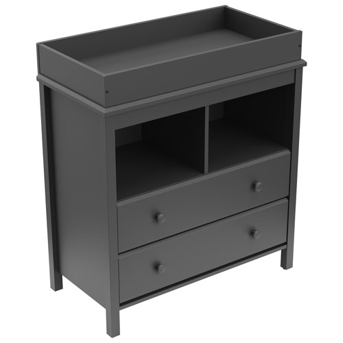 Commode à table à langer à 2 tiroirs et 2 tablettes Alpine de Storkcraft - Gris