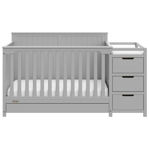 Graco Hadley 4-in-1 Convertible Crib with 3-Drawer Changing Table - Pebble Grey