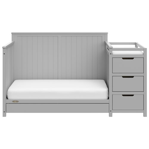 Graco Hadley 4-in-1 Convertible Crib with 3-Drawer Changing Table - Pebble Grey