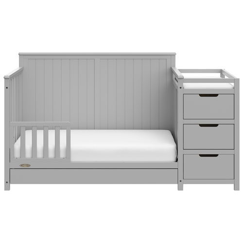 Graco Hadley 4-in-1 Convertible Crib with 3-Drawer Changing Table - Pebble Grey