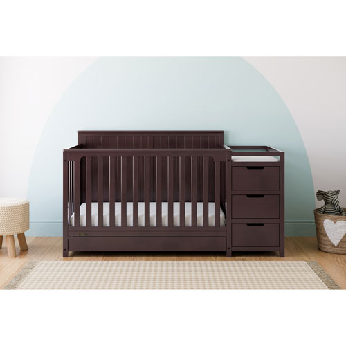 Graco Hadley 4-in-1 Convertible Crib with 3-Drawer Changing Table - Espresso
