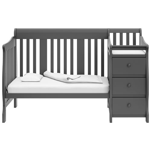 Lit de bébé transformable 4-en-1 Portofino de Storkcraft avec table à langer à 3 tiroirs - Gris