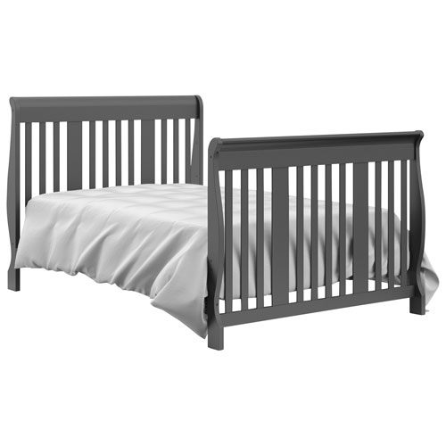 Lit de bébé transformable 4-en-1 Portofino de Storkcraft avec table à langer à 3 tiroirs - Gris