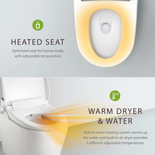 VOVO STYLEMENT VB-6000SE Bidet électronique allongé, LED UV, siège chauffant, séchage chaud et eau, buse entièrement en acier inoxydable