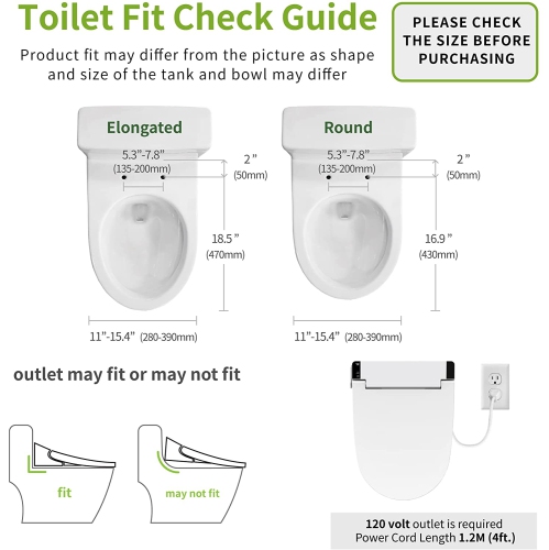 VOVO STYLEMENT VB-6000SE Bidet électronique allongé, LED UV, siège chauffant, séchage chaud et eau, buse entièrement en acier inoxydable