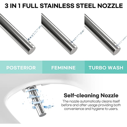 Bidet électronique VOVOSTYLEMENT VB-3000SE, siège allongé, chauffant, sec à chaud et à l'eau - Blanc