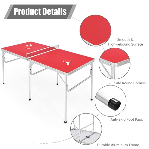 Costway 60" Portable Table Tennis Ping Pong Folding Table w/Accessories Indoor Game