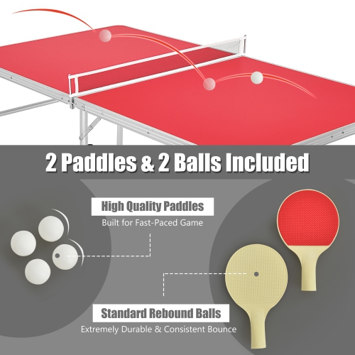 Costway 60" Portable Table Tennis Ping Pong Folding Table w/Accessories Indoor Game