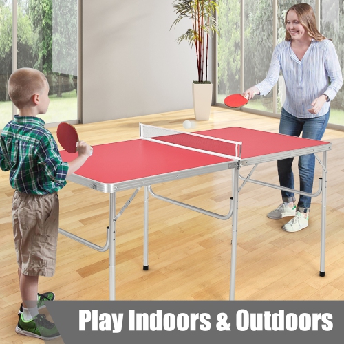Costway 60" Portable Table Tennis Ping Pong Folding Table w/Accessories Indoor Game