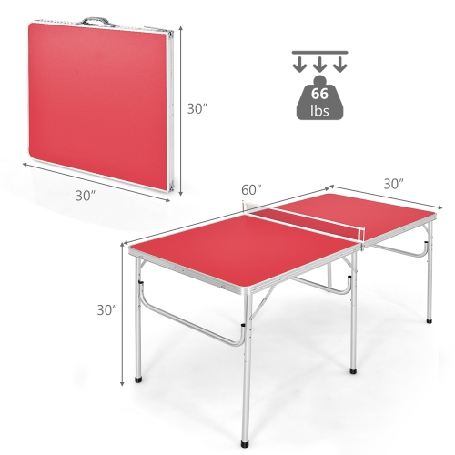 Costway 60" Portable Table Tennis Ping Pong Folding Table w/Accessories Indoor Game