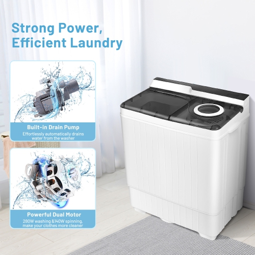 Costway 26lbs Portable Semi-automatic Washing Machine W/Built-in Drain Pump