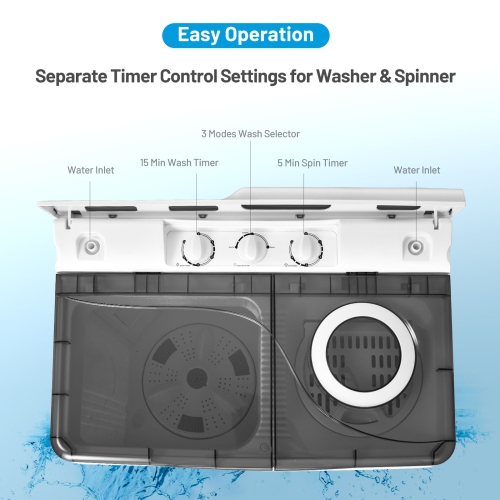 Costway 26lbs Portable Semi-automatic Washing Machine W/Built-in Drain Pump