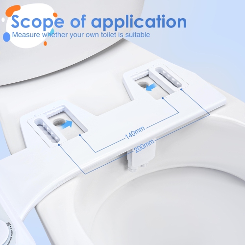 Hot and Cold Water Toilet Bidet, Self Cleaning Dual Nozzle Non-Electric Mechanical Bidet Toilet Attachment with Adjustable Water Pressure and