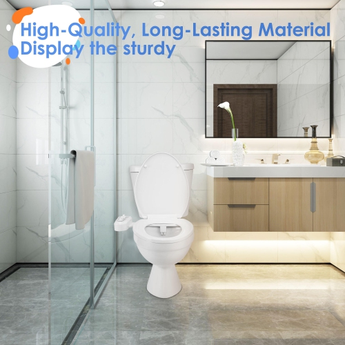 Hot and Cold Water Toilet Bidet, Self Cleaning Dual Nozzle Non-Electric Mechanical Bidet Toilet Attachment with Adjustable Water Pressure and