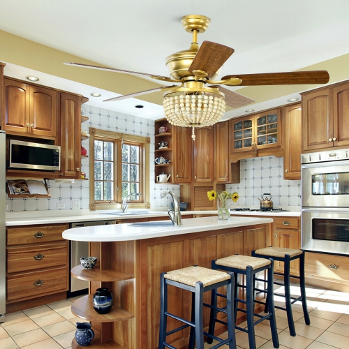 Gymax 52'' Retro Ceiling Fan Light w/ Reversible Blades Remote Control