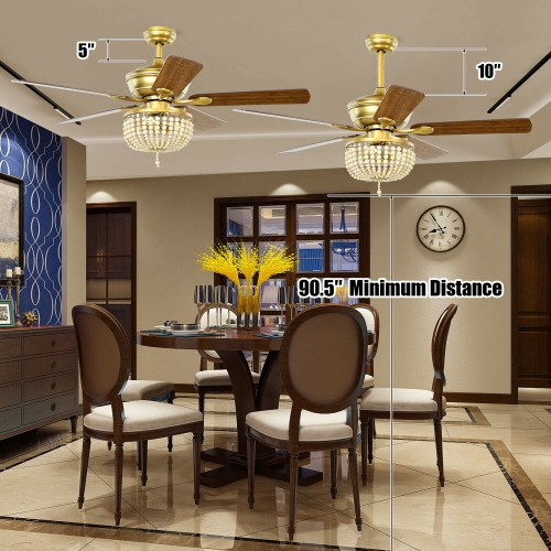 Gymax 52'' Retro Ceiling Fan Light w/ Reversible Blades Remote Control