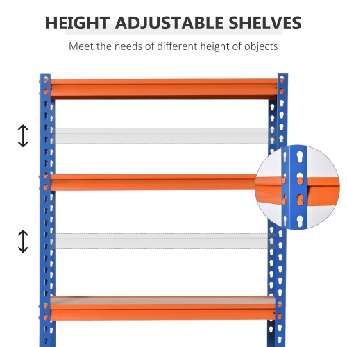 HOMCOM 5-Tier Heavy Duty Garage Shelf, Metal Shelving Unit with Adjustable Shelves, Metal Frame, 31.5"x15.75"x71.75", 3300 lbs Capacity for Workshop,