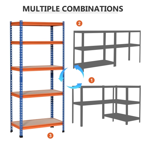 HOMCOM 5-Tier Heavy Duty Garage Shelf, Metal Shelving Unit with Adjustable Shelves, Metal Frame, 31.5"x15.75"x71.75", 3300 lbs Capacity for Workshop,