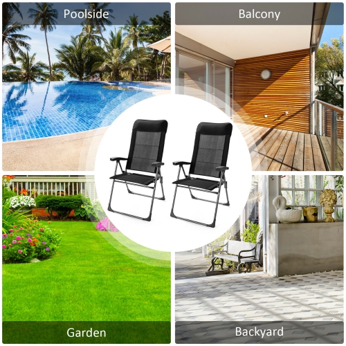 Les chaises pliantes de patio 4PCS de Gymax sont des appuie-tête de camping portatifs qui s’ajustent en noir