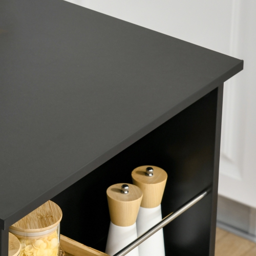 HOMCOM Modern Bar Table, Bar Height Dining Table with 3 Storage Shelves for Kitchen, Dining Room, Living Room, Black