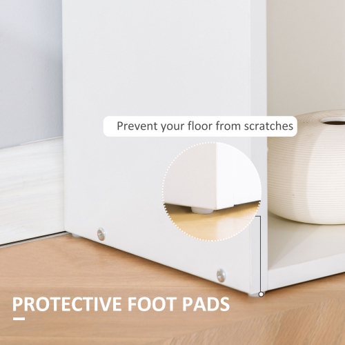 HOMCOM Modern Computer Desk with Storage Shelves, 47" Writing Table Workstation with Bookshelf for Home Office, White