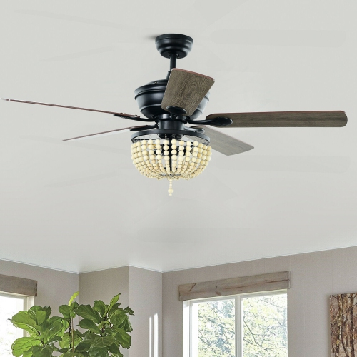 Gymax 52'' Retro Ceiling Fan Light w/ Reversible Blades Remote Control