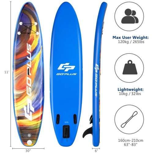 Goplus 10.5'\11' Inflatable Stand Up Paddle Board SUP Surfboard W/ Aluminum Paddle