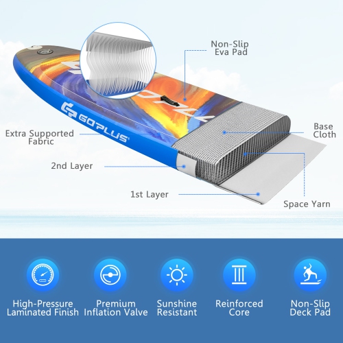 Goplus 10.5'\11' Inflatable Stand Up Paddle Board SUP Surfboard W/ Aluminum Paddle