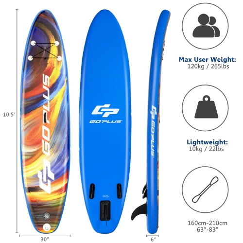 Goplus 10.5'\11' Inflatable Stand Up Paddle Board SUP Surfboard W/ Aluminum Paddle