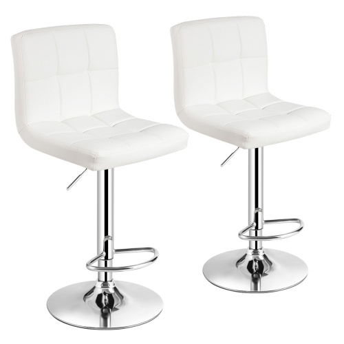 Costway Set of 2 Adjustable Bar Stools PU Leather Swivel Kitchen Counter Pub Chair