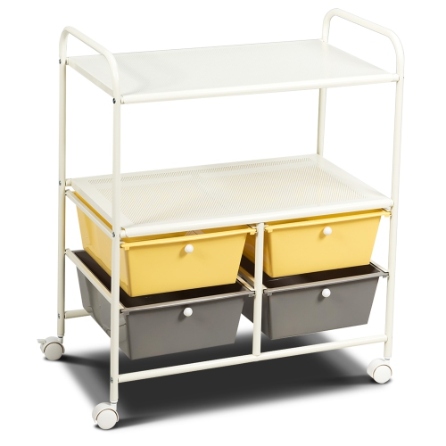 Chariot de rangement à roulettes à 4 tiroirs de Costway, étagère Scrapbook Paper Office Organisateur d'école