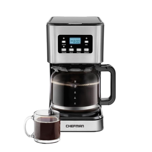 Chefman - Programmable Coffee Maker with 12 Cup Capacity, Stainless Steel
