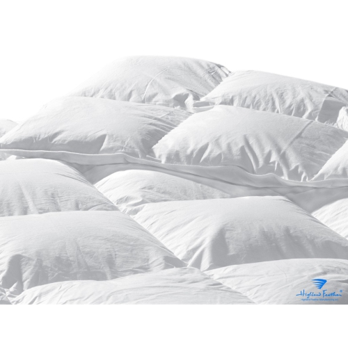 HIGHLAND FEATHER  725 Fill Power European Down Duvet 233Tc Pure Cotton Casing With Corner Ties Monaco, Summer Lightweight, Queen, 25 OZ In White