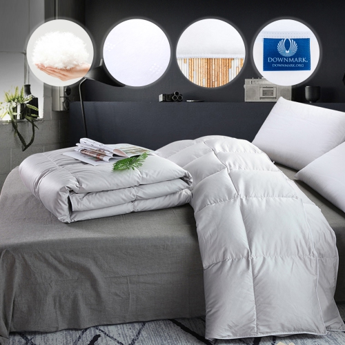 Highland Feather 600 Fill Power European White Down Duvet 500TC Pure Cotton Casing with Corner Ties NANTES All Season Queen 35 OZ