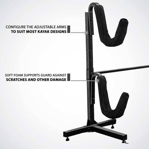 RaxGo Kayak Storage Rack, Heavy Duty Storage for Two-Kayak, SUP, Canoe & Paddleboard for Indoor, Outdoor, Garage, Shed, or Dock, Freestanding