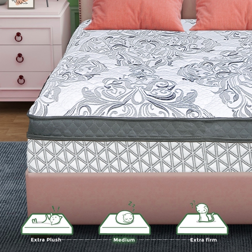 ViscoLogic Hamilton [Fabriqué au Canada] 11" Orthopédique 5 Zones Ressorts Ensachés Mousse Euro Top Enveloppé Matelas Hybride Écologique - Queen Size