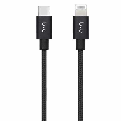 Blu Element Braided Charge/Sync USB-C to Lightning Cable 10ft | Black