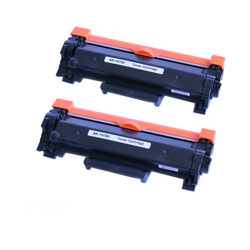 BROTHER  2 Pack Compatible Tn760 Toner Cartridge With Chip for Dcp-L2550Dw Hl-L2350Dw Hl-L2370Dw