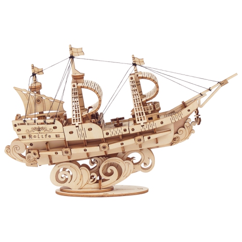 ROBOTIME  Diy Wood Craft Building Kit Sailing Ship - Boat 3D Wooden Puzzle (176 Pieces) Arts & Craft Set