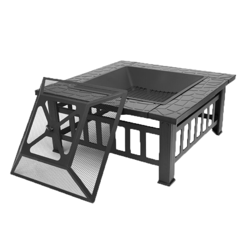 Crown Square 32 Inch Steel Outdoor BBQ Wood Burning Fire Pit